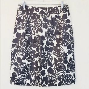 Boden Roses Floral Silk Skirt Pencil 12 R.